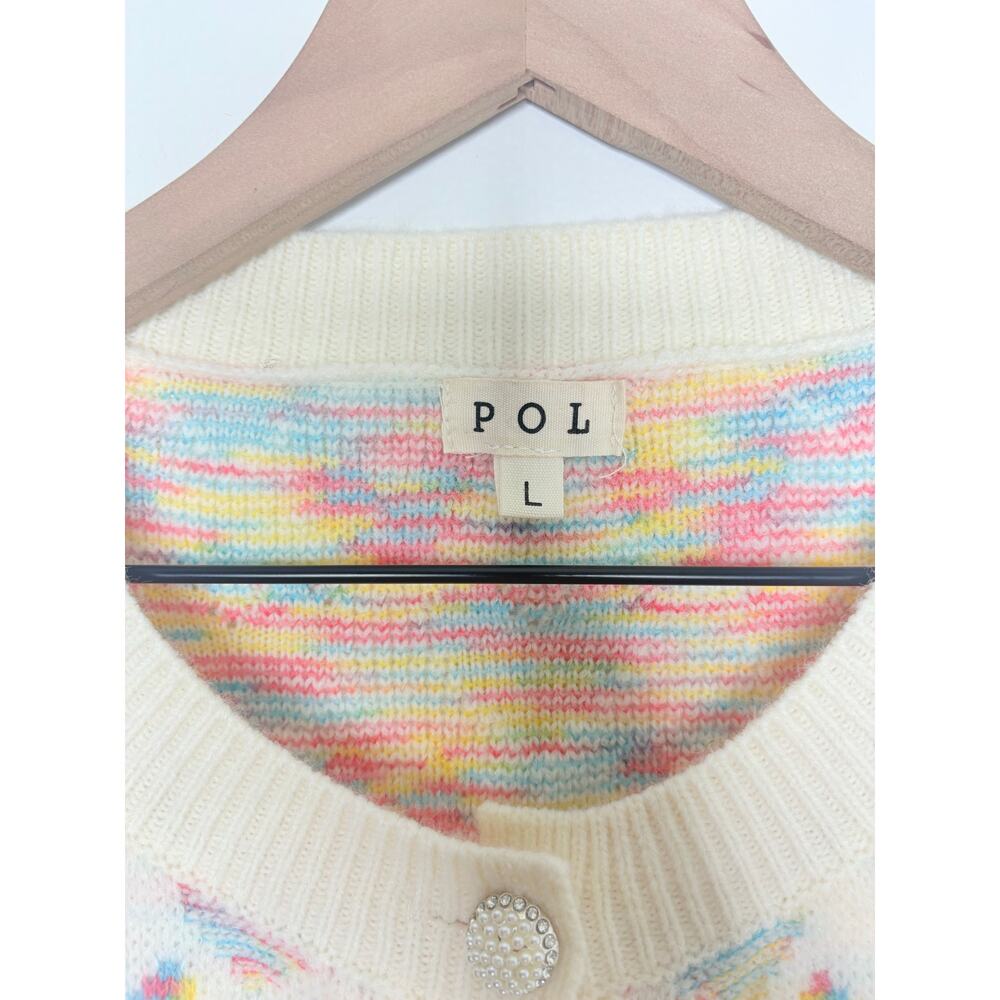 POL Heart Cardigan Sweater Large Button Detail Twee Barbiecore - Picture 11 of 11